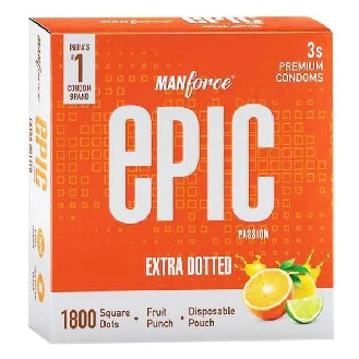 Manforce EPIC Extra Dotted Long Lasting Condoms Pack of 3 Manforce EPIC Extra Dotted Long Lasting Condoms Pack of 3