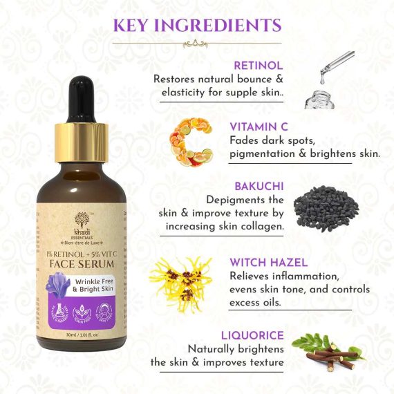 Key ingredients of khadi retinol + vitamin c serum