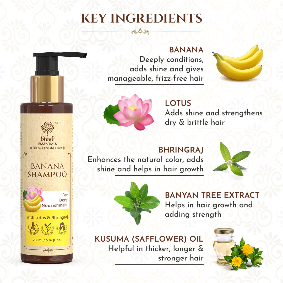 Key ingredients of khadi banana shampoo