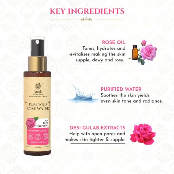Khadi Essential Pure Wild Rose Water Ingredients