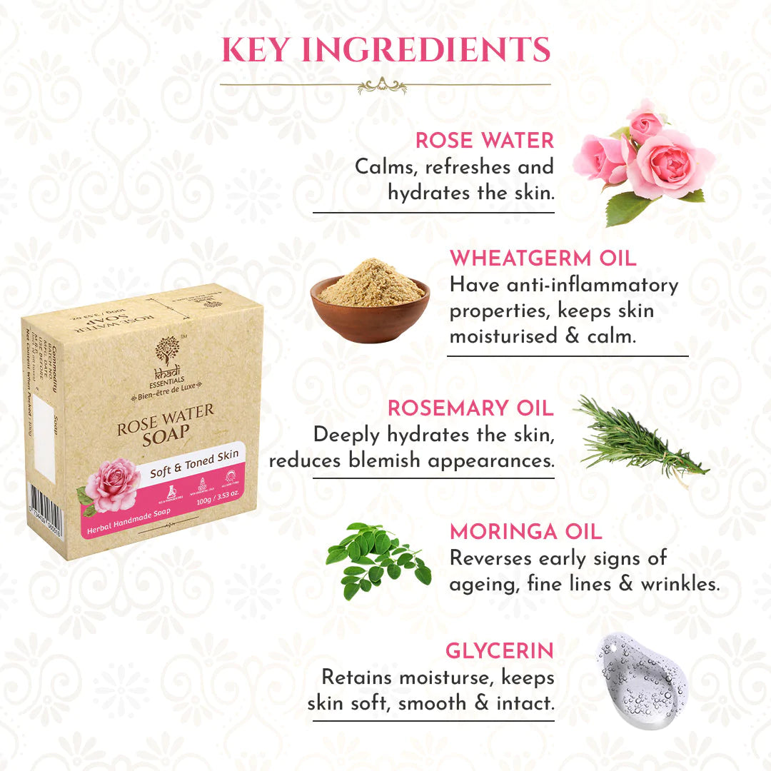 Khadi's Rose Water Soap with Pink Rose Essence