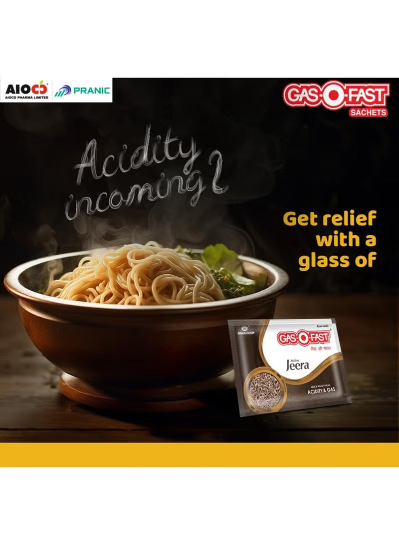 Gas-O-Fast Active Jeera for Acidity & Indigestion Relief, Instant Cooling Formula, Sachet Pack – 5 g x 6 Sachets